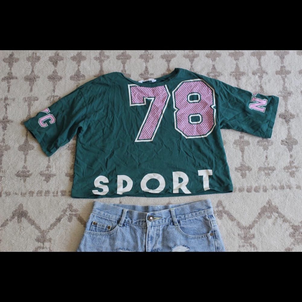 H&M girls cropped jersey shirt